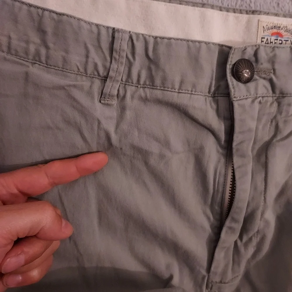 Faherty Shorts Mens 35 Chino Casual Preppy Organic Cotton Blend Golf Green Gray